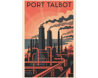 Port Talbot Industrial Poster Canvas