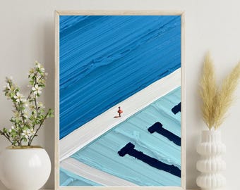 Pool Side Art Print, Werner Bronkhorst Style, Modern Wall Decor A4