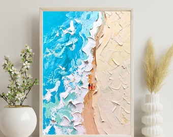 Beach Day Walk Art Print, Werner Bronkhorst Style, Coastal Wall Decor, A4