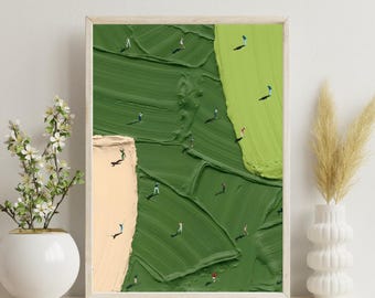 Golf Green Art Print, Werner Bronkhorst Style, Modern Wall Decor A4