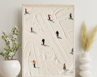 Skiing Art Print, Werner Bronkhorst Style, Modern Wall Decor A4