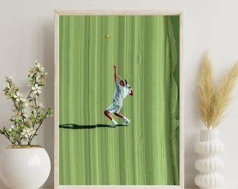 The Tennis Serve Art Print, Werner Bronkhorst Style, Modern Wall Decor A4