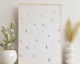 Skiing Art Print, Werner Bronkhorst Style, Modern Wall Decor A4