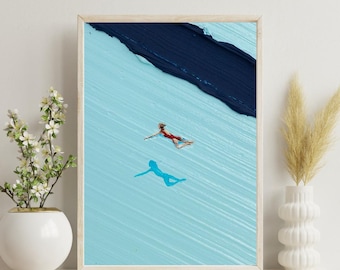 Gone Swimming Art Print, Werner Bronkhorst Style, Modern Wall Decor A4