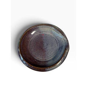Vintage Studio Pottery Dish Signed Beaton Small Plate Purple Brown Glaze Mid Century
