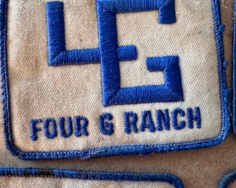 Vintage Four G Ranch Embroidered Uniform Patch Blue White 3.5 x 2.5
