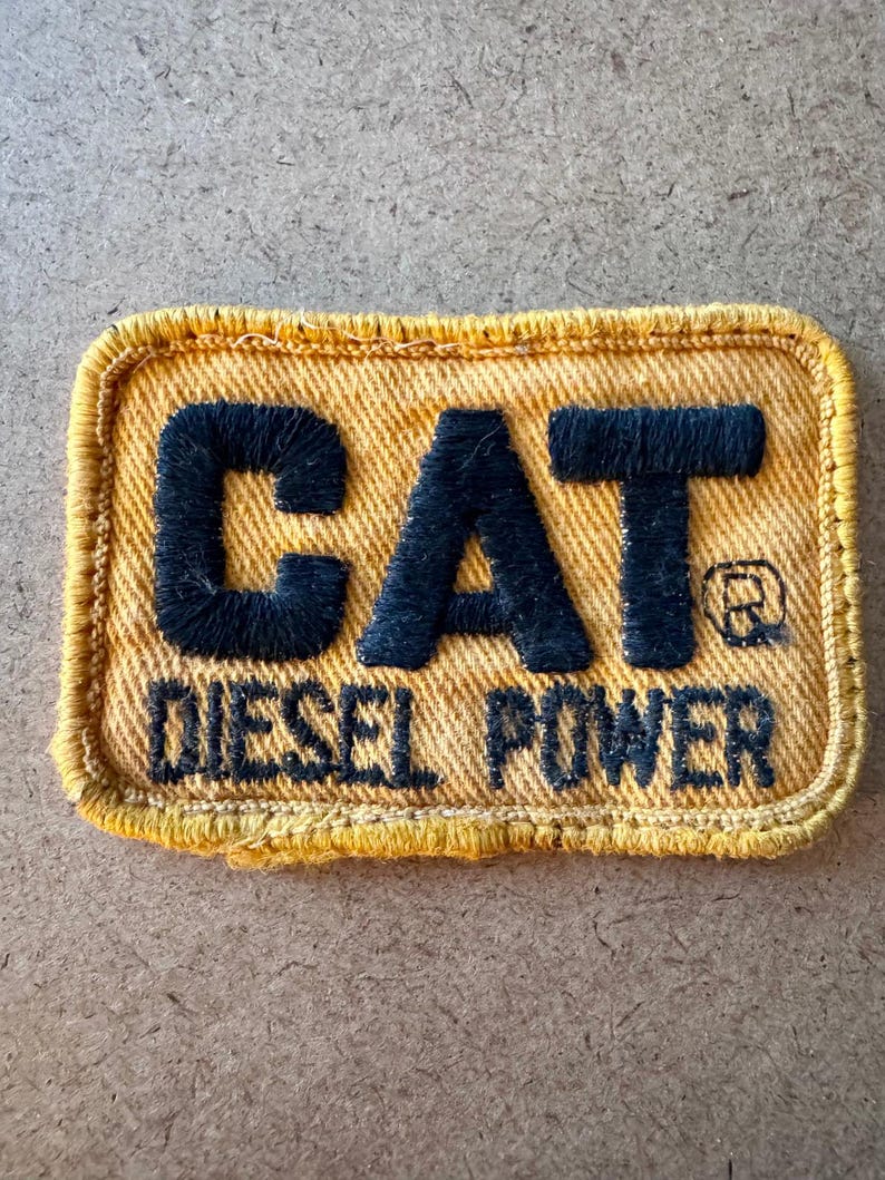 Vintage Caterpillar CAT Diesel Power Logo Patch 3x2 Sew On Workwear Trucker Hat image 1