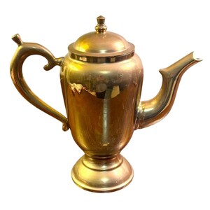 Vintage Brass Teapot With Lid Ornate Handle & Spout 9" Tall 4" Mid Century
