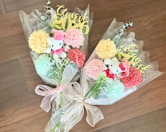 Kawaii Hello Kitty Plush Graduation Flower Bouquet in Summer Colors