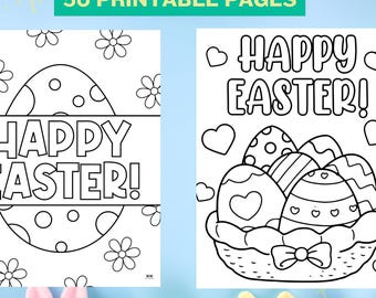 Easter Coloring Pages Printable for Kids – Cute Bunny Egg Chick Coloring Sheets, Preschool Toddler Easter Activity Pages PDF Download