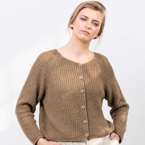 Brown lightweight knit sweater, natural minimalist clothing
