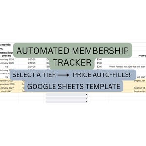 Automated Membership Renewal Tracker | Google Sheets Template | Customer Subscription Log