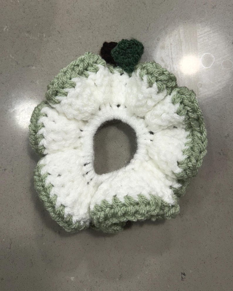 Crochet Apple Scrunchie, Cute Teacher Gift, Handmade Hair Tie, Coquette ...
