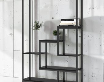 Soporte alto para plantas de interior, estante metálico de 5 niveles con ganchos para colgar, gran expositor para jardín vertical.
