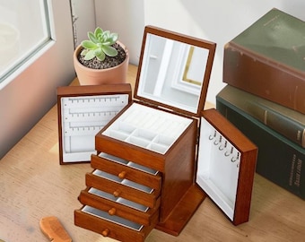 Caja de joyería de madera RoyalLoom – Organizador de almacenamiento de lujo vintage de varias capas