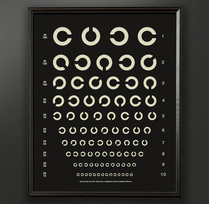 eye chart herman snellen vision test typography print etsy