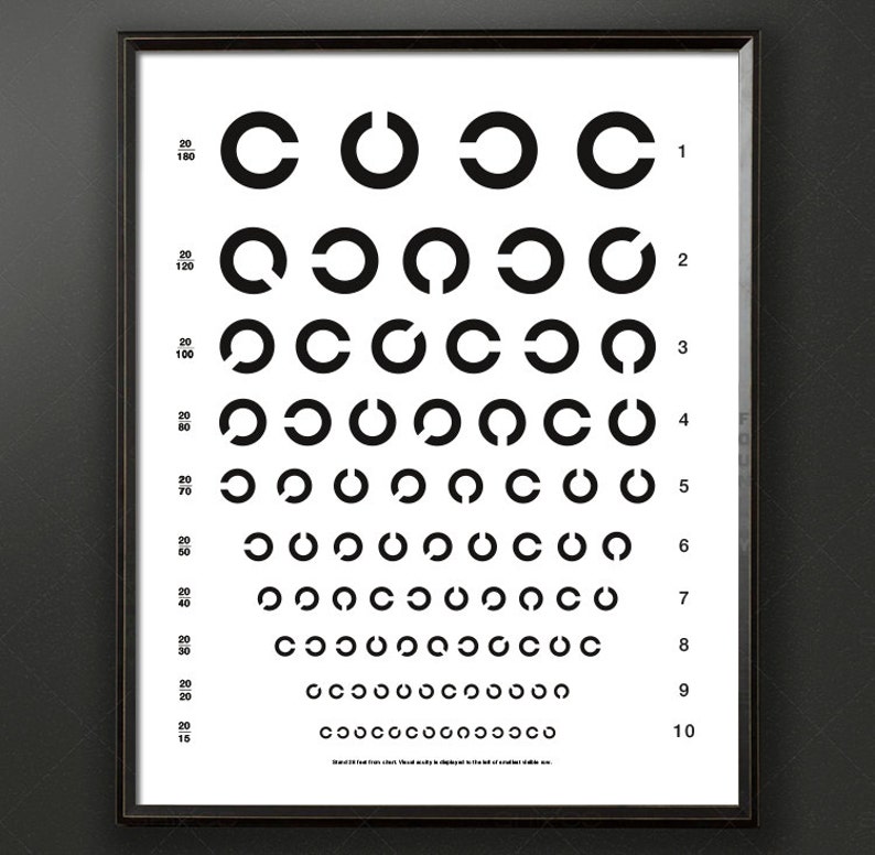 eye chart herman snellen vision test typography print etsy