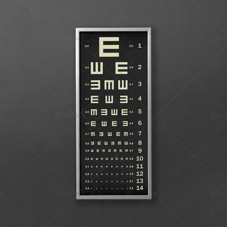Eye Chart Poster, Eye Test Wall Chart, Eye Chart Print, Eye Chart Test, Home Decor, Retro Style