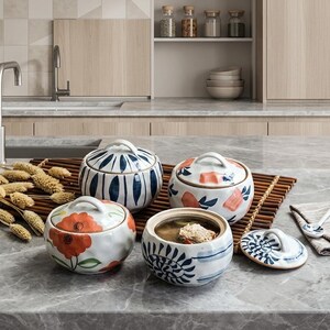 Mini Ceramic Casserole Pot with Lid Small Soup Stew Cooking Pot