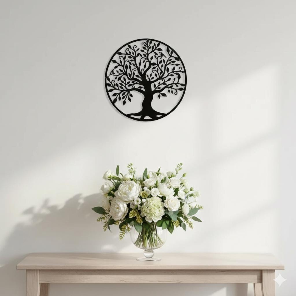 Metal Tree of Life Wall Art Iron Family Tree Home Decor Modern Hanging ...