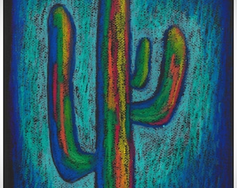 Giant Cactus in Oil Pastel