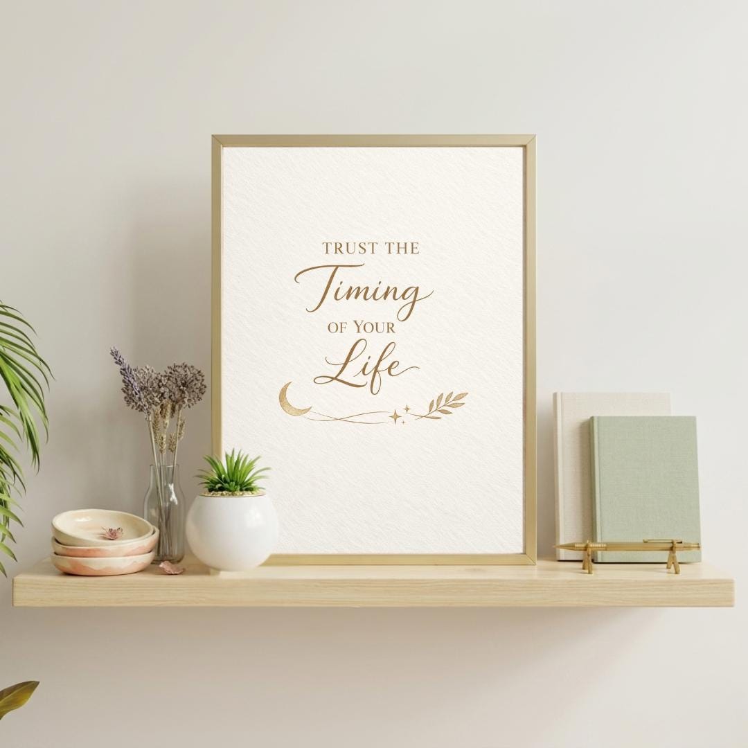 Trust the Timing of Your Life Art Print – Elegant Gold & Beige Wall ...