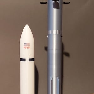SpaceX Raumschiff HLS und Super Heavy Booster - Gedrucktes 3D-Modell in 1:200