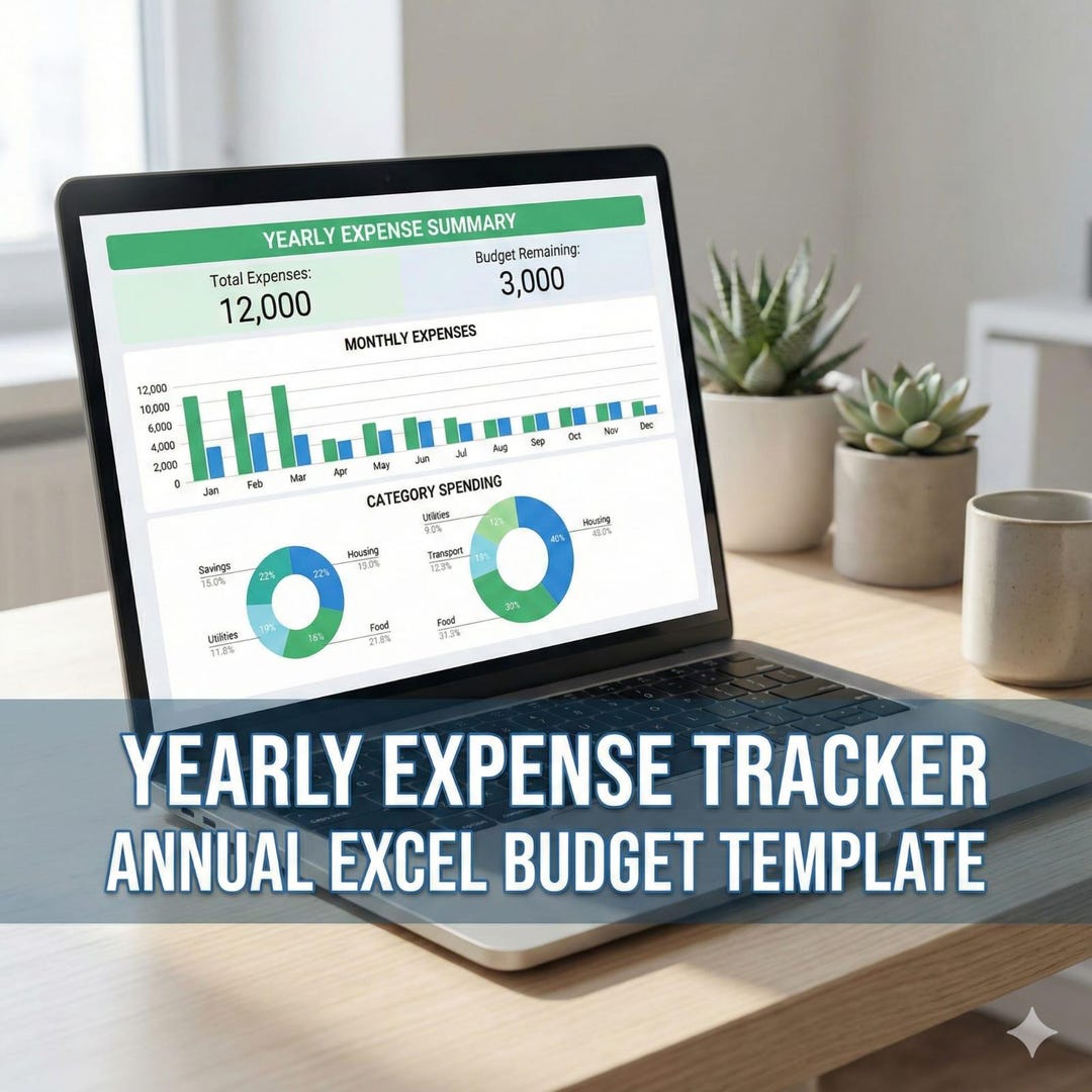 Yearly Expense Tracker Excel Template | Annual Budget Planner ...