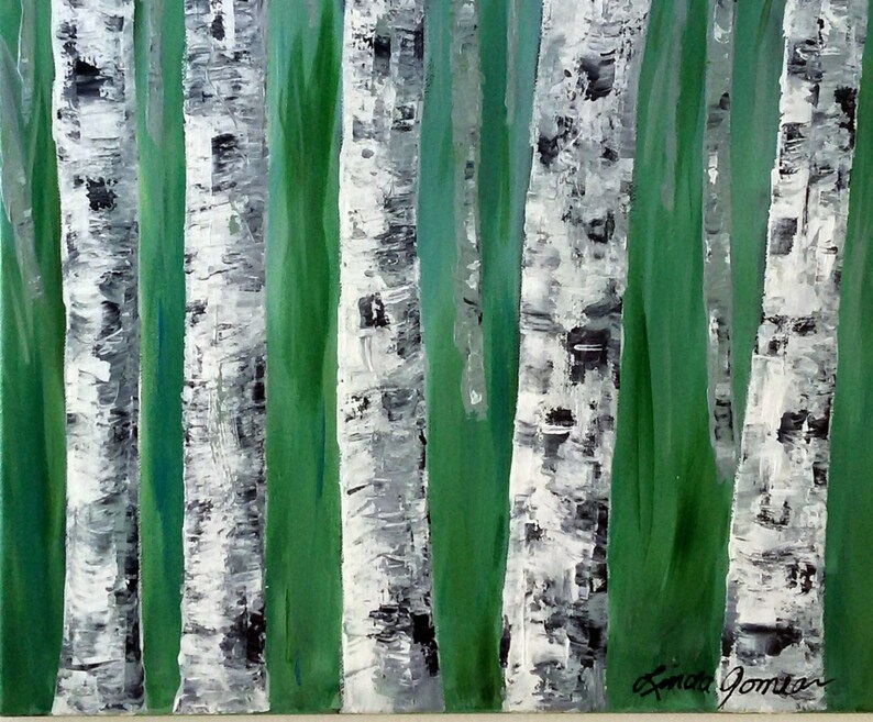 BIRCH TREE PAINTING White Birch Trees Original Acrylic Etsy