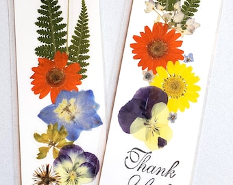 PRESSED FLOWER BOOKMARK Thank You Gift, Nature Bookmark, Preserved Natural Garden Flowers, Reading Gift for Teacher, Nurse, Friend