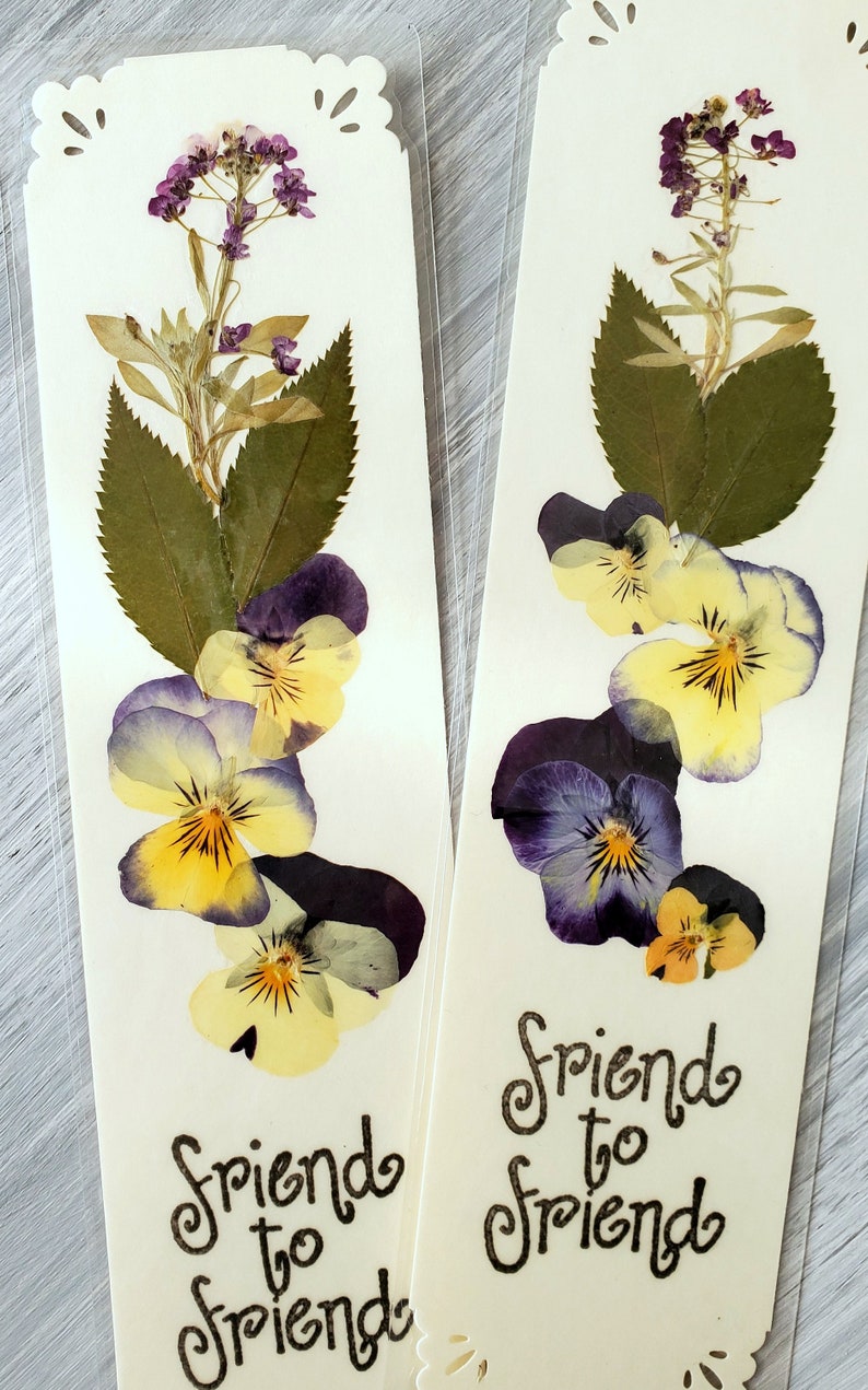 FRIENDSHIP BOOKMARK Pressed Flower Botanical Bookmark Best Etsy