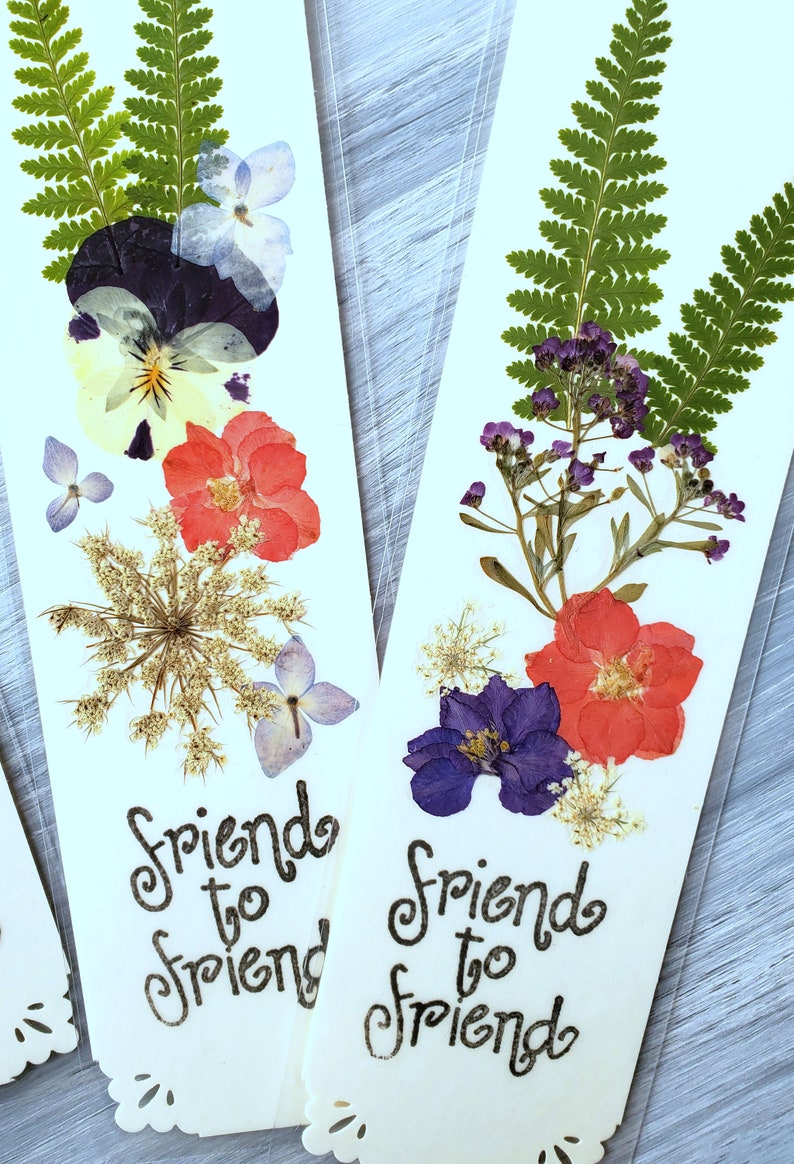 FRIENDSHIP BOOKMARK Pressed Flower Botanical Bookmark Best Etsy