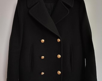 Chaqueta tipo blazer auténtica de Balmain x H&M, mezcla de lana, botones dorados, talla EU 42 para mujer.