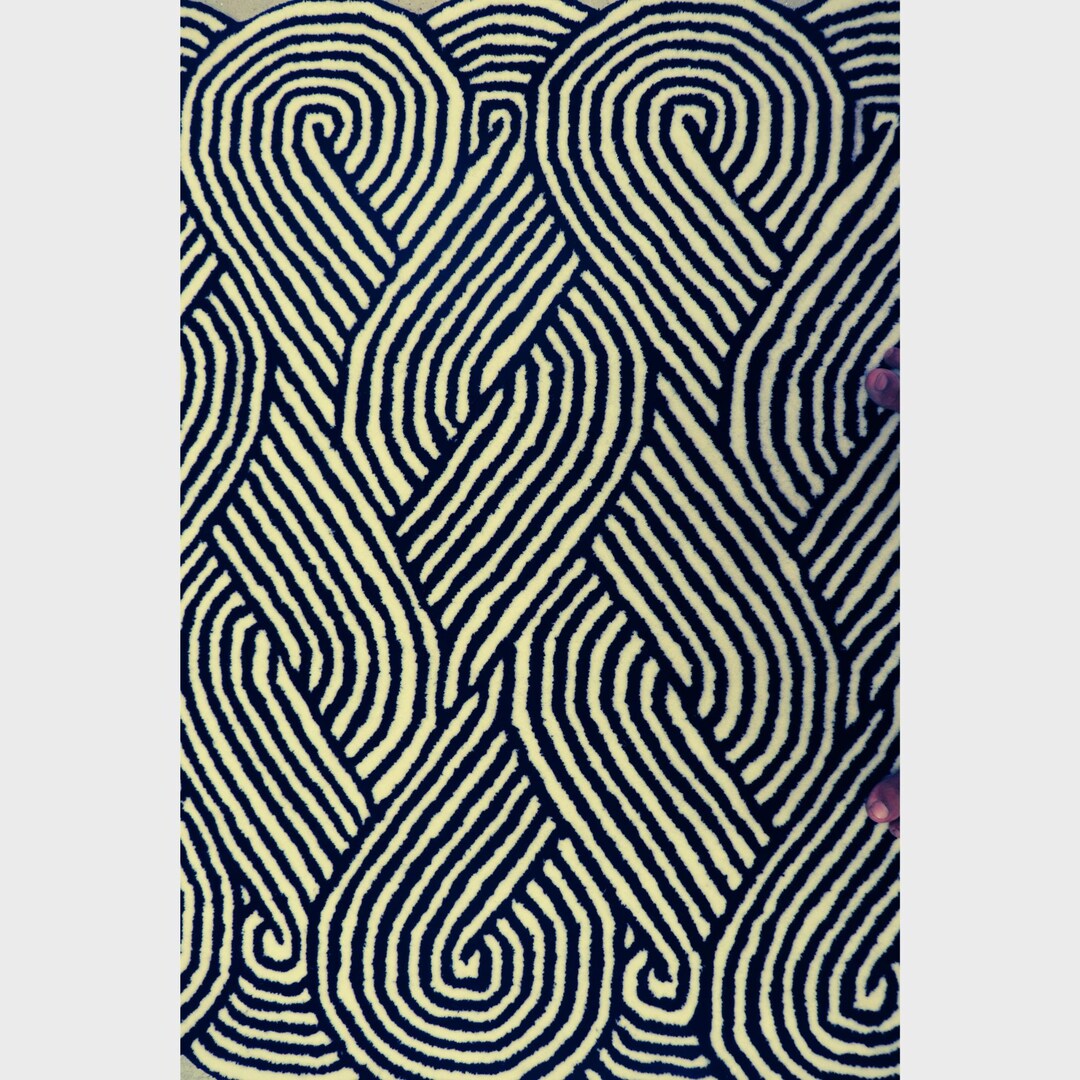 Hand Tufted Wave Rug – Blue Cream Abstract Organic Modern Carpet - Etsy