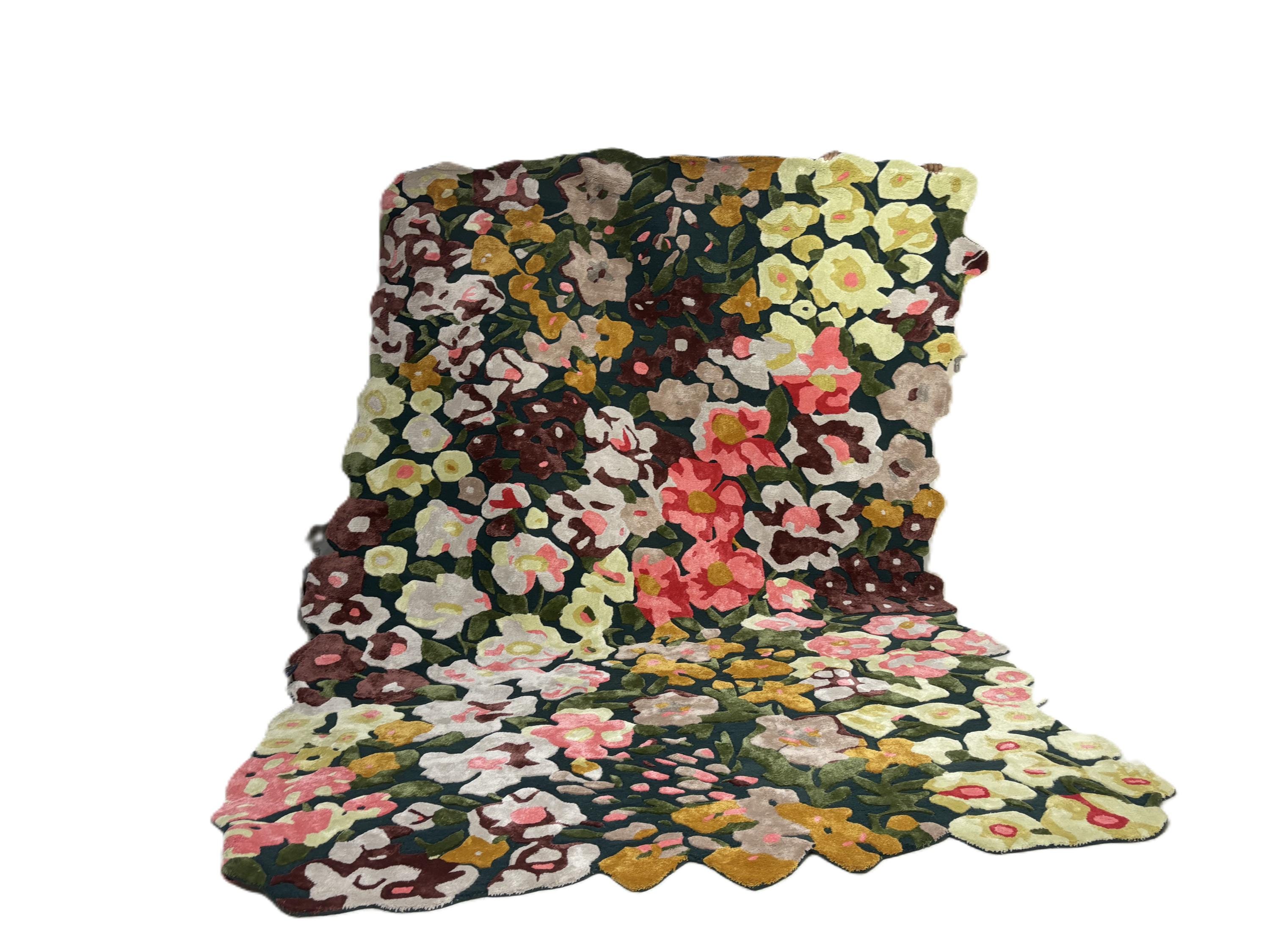 Hand-tufted Wool Floral Area Rug, Botanical Garden Carpet, Vintage ...
