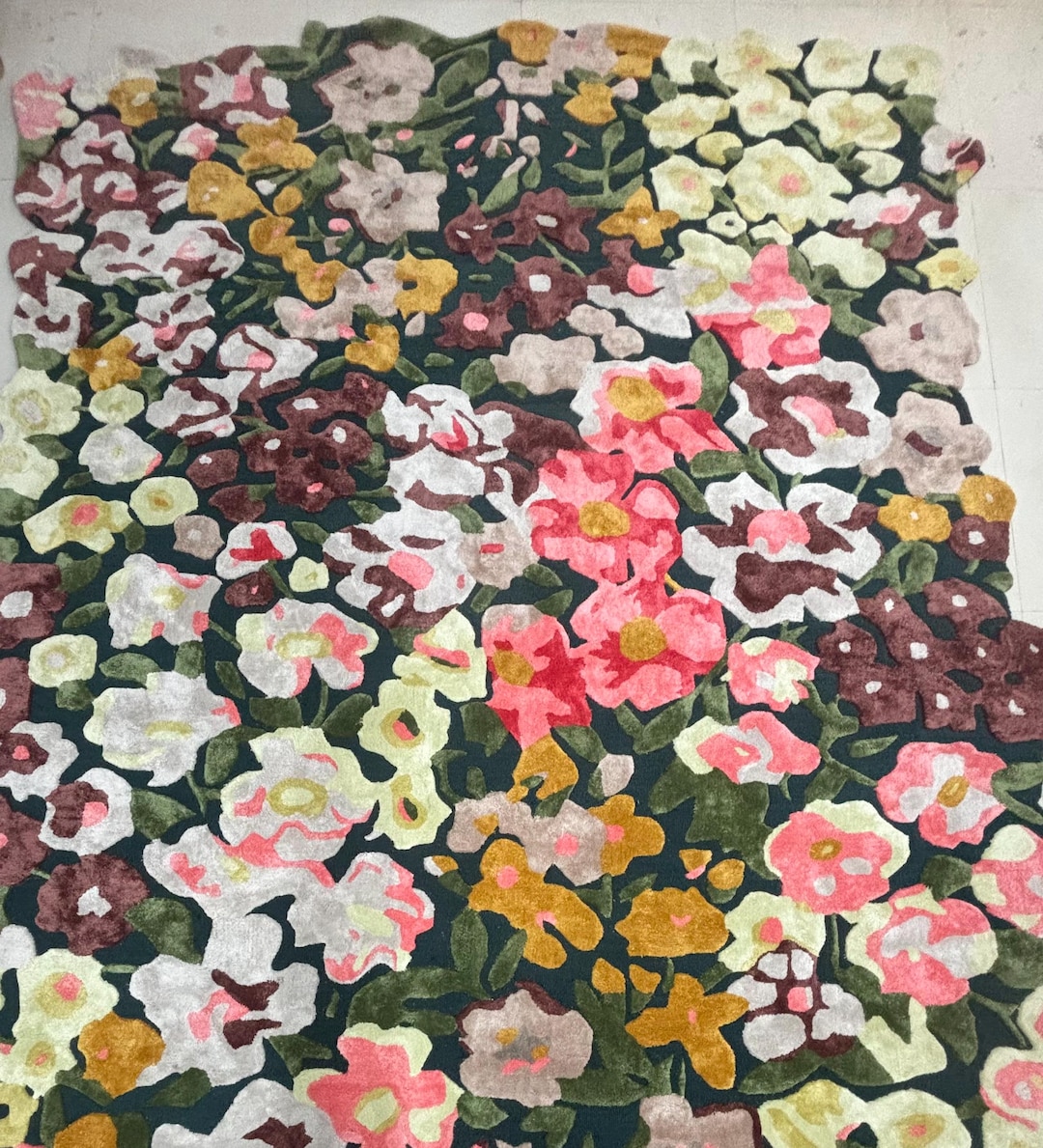 Hand-tufted Wool Floral Area Rug, Botanical Garden Carpet, Vintage ...