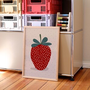 Rotes Erdbeeren Poster – Kinderzimmer Deko, Retro Wandbild, Babyzimmer Illustration, Süßes Früchte Motiv image 6
