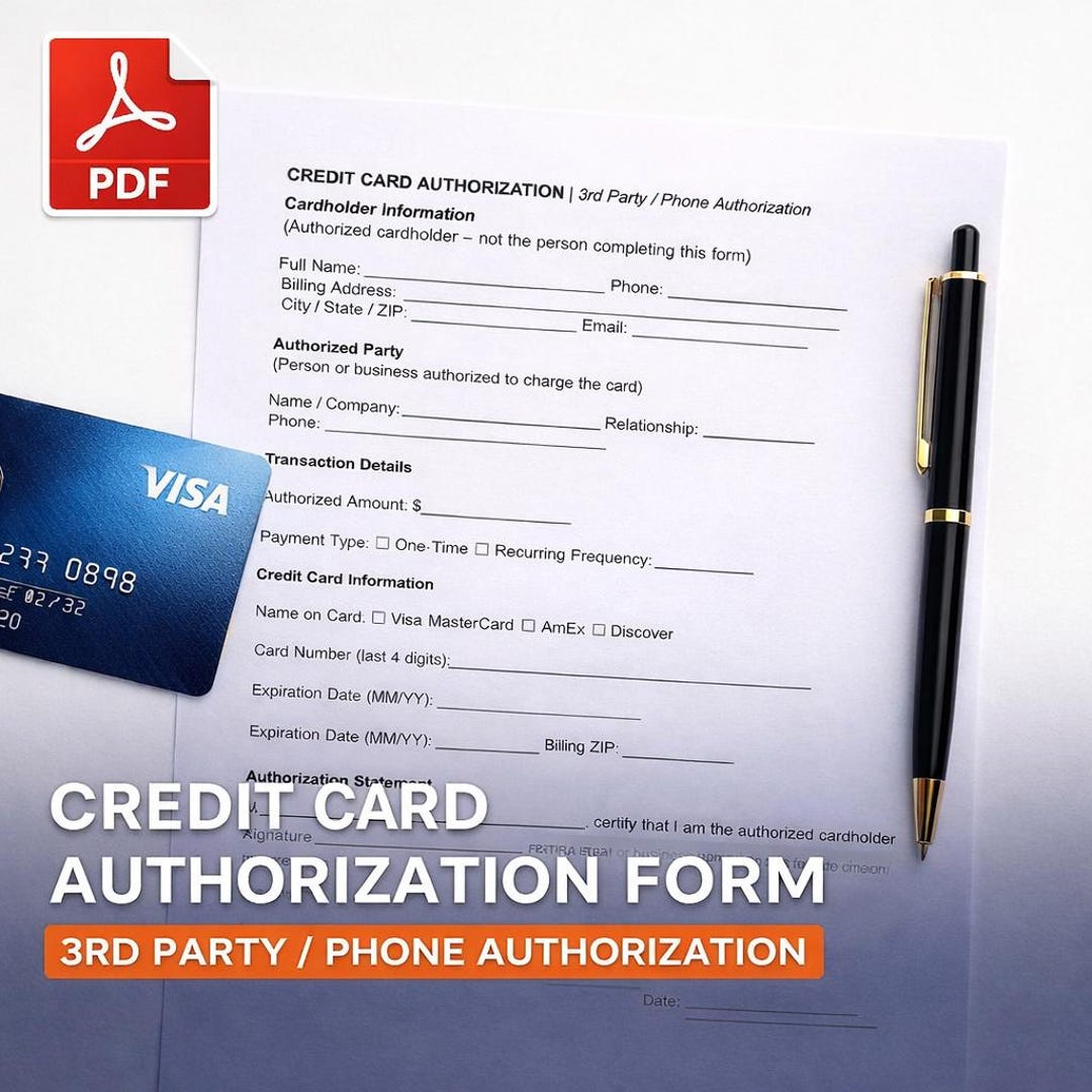Credit Card Authorization Form – 3rd Party / Phone Authorization ...