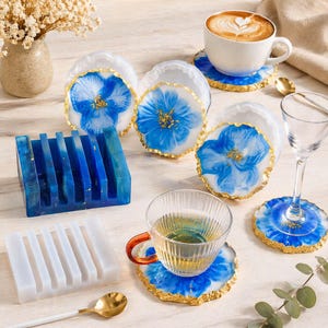 Geode Resin Coaster Form Set Silikonform med Hållare Epoxiharts Coaster Form DIY Agat Coaster Form Hantverksmaterial