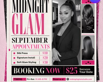 October Booking Flyer, October Books Open, Halloween Hair Flyer, Spooky SZN Flyer, October Hair Flyer, Nails MUA Lash, Wig, DIY Canva