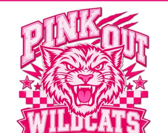 Custom Pink Out Mascot PNG, Personalized Football Team Spirit Design, Breast Cancer Awareness School Spirit Sublimation Digital Download