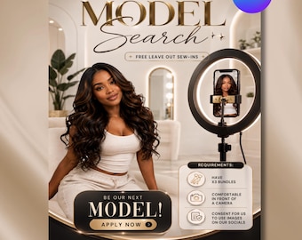 Editable Model Search Canva Template, Beauty Model Call Flyer, Hairstylist Marketing, Looking for models, Salon Promotion, Beauty Business