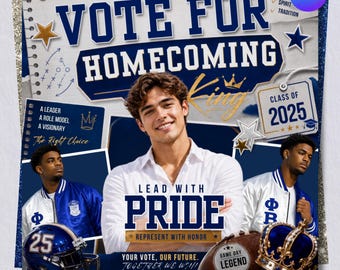 Homecoming King Campaign Flyer Template, Vote for Me Flyer, Class Election Canva Template, DIY Text, Instant Download