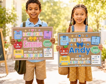 First Day of School Mini Banner Template, Back to School Photo Prop, Two Unique Designs, Editable Canva, DIY Text, Instant Download