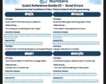 Excel Reference Guide 03 - Excel Errors