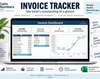 Excel Invoice Tracker | Accounts Receivable & Overdue Invoice Dashboard | Small Business Spreadsheet Template
