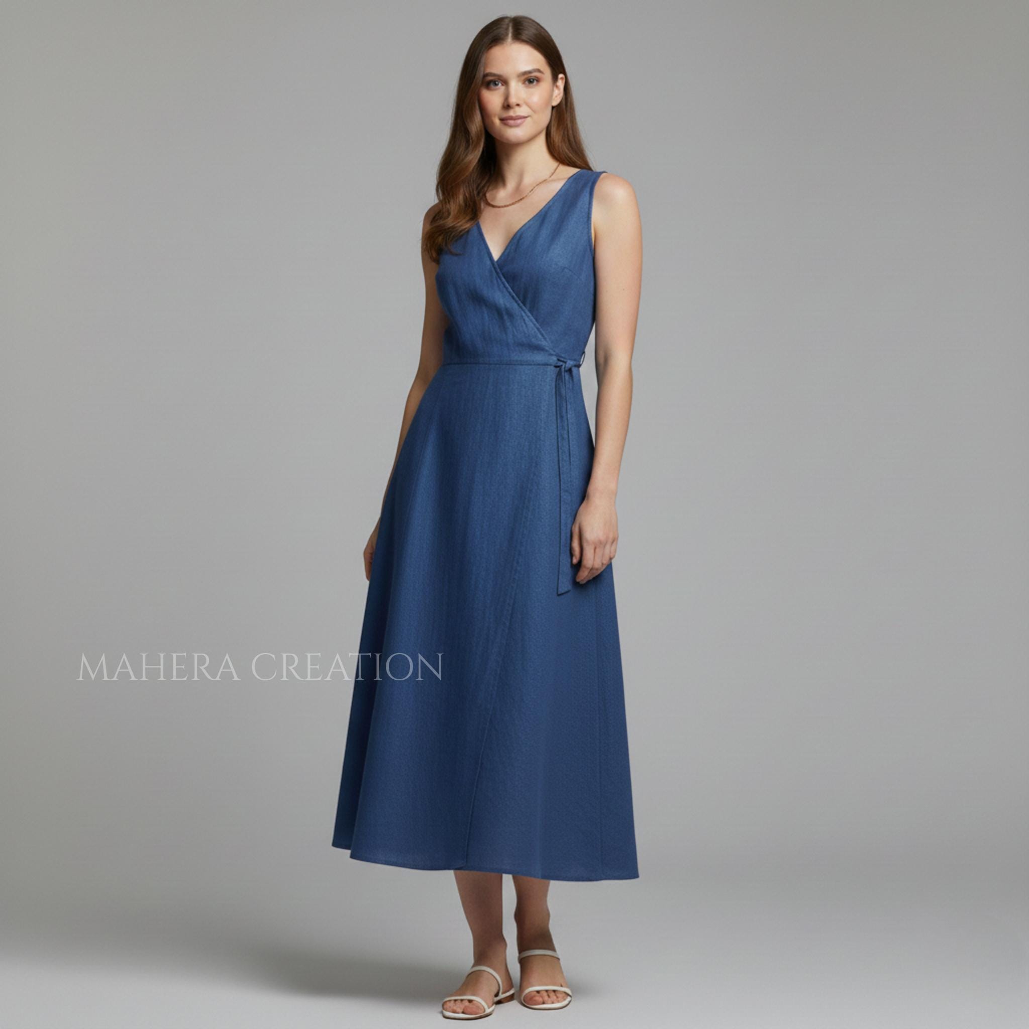 Linen A-Line Wrap Dress