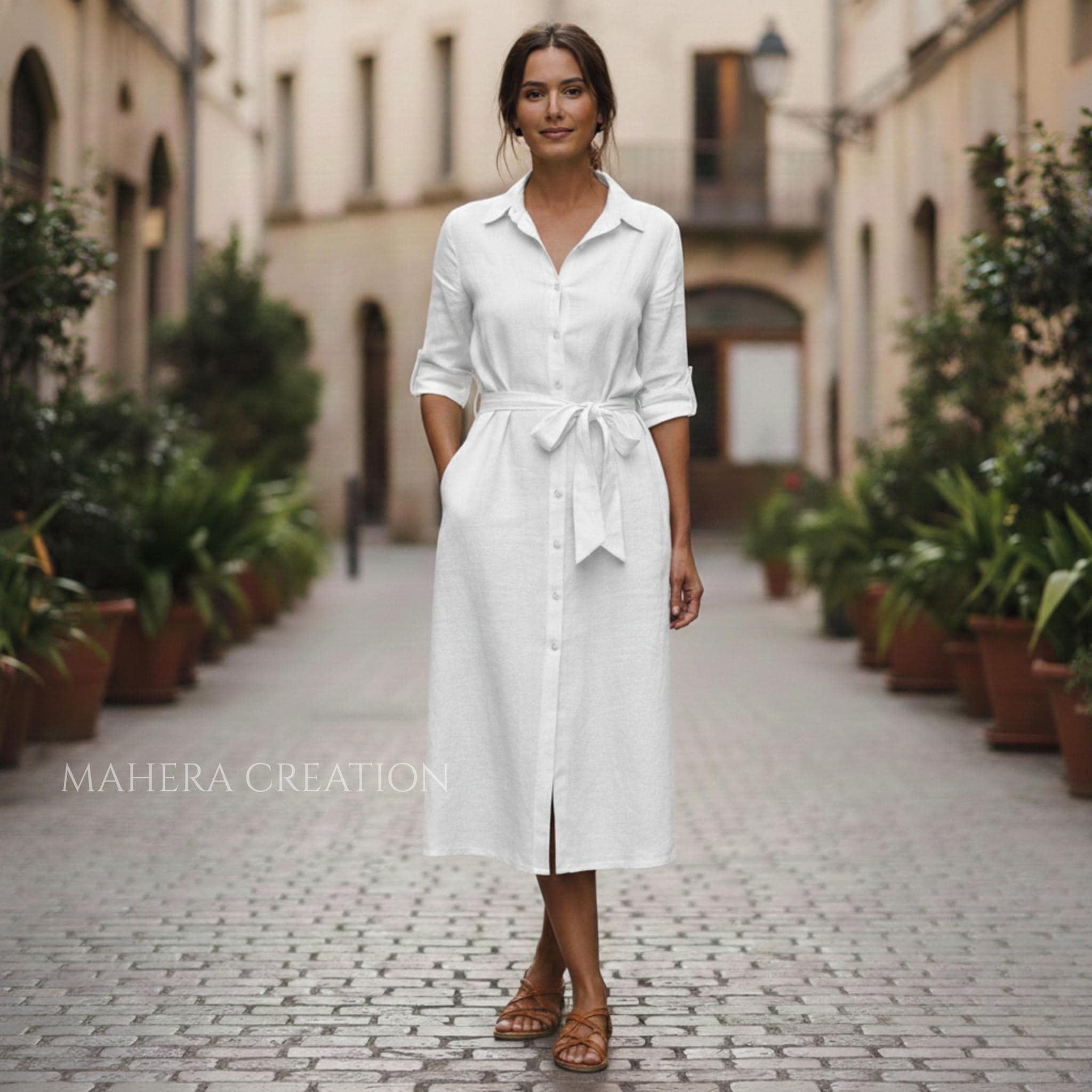 Belted Linen Dress - Etsy
