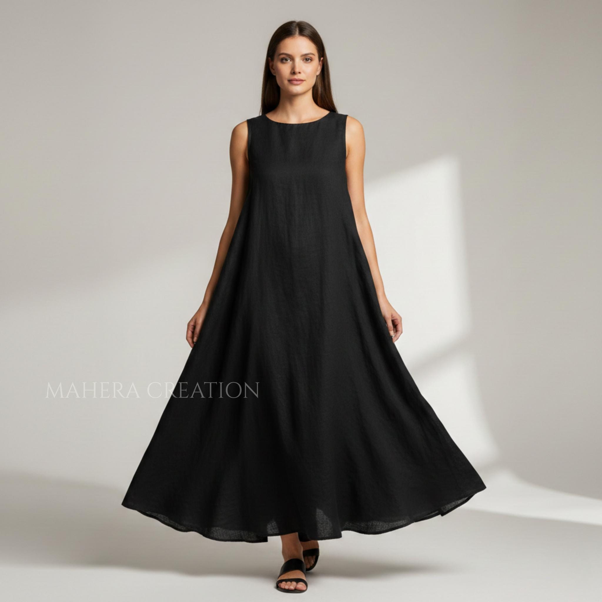 Black Linen Maxi Dress