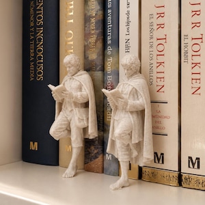 Statues de lecteurs halfelins fantastiques – Gardiens d'étagère pieds nus de 10 cm pour la décoration de bibliothèque